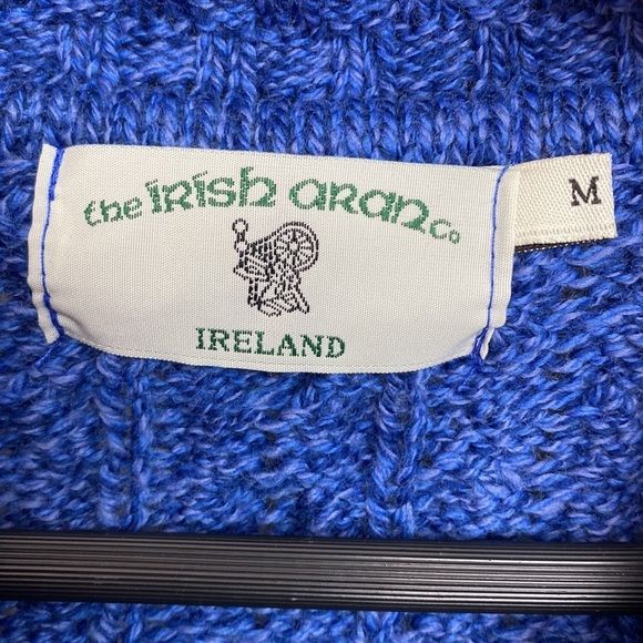 Irish Aran Co 100% Wool Cardigan Zip Front Blue - Picture 5 of 10